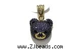 Pend200 16*18mm copper bear pendant pave zirconia gold plated