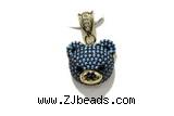 Pend201 16*18mm copper bear pendant pave zirconia gold plated