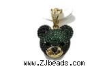 Pend202 16*18mm copper bear pendant pave zirconia gold plated