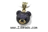 Pend203 16*18mm copper bear pendant pave zirconia gold plated