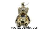 Pend205 20*25mm copper bear pendant pave zirconia gold plated