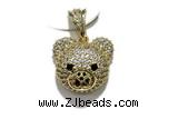 Pend206 17*20mm copper bear pendant pave zirconia gold plated
