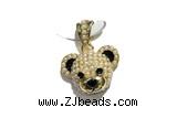 Pend207 14*20mm copper bear pendant pave zirconia gold plated