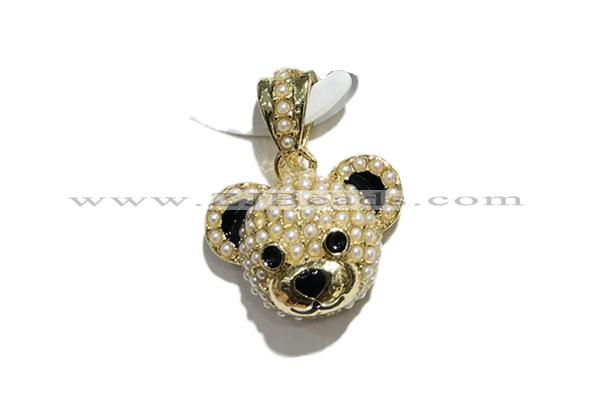 Pend207 14*20mm copper bear pendant pave zirconia gold plated