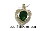 Pend208 20mm copper heart pendant pave zirconia gold plated