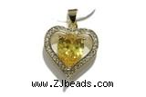 Pend209 20mm copper heart pendant pave zirconia gold plated