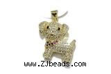 Pend211 20*22mm copper dog pendant pave zirconia gold plated