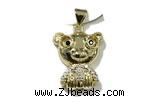 Pend213 15mm copper bear pendant pave zirconia gold plated