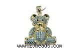 Pend214 23mm copper bear pendant pave zirconia gold plated