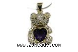 Pend215 15*18mm copper bear pendant pave zirconia gold plated