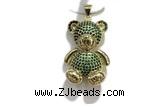 Pend216 20*25mm copper bear pendant pave zirconia gold plated