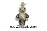 Pend217 20*25mm copper bear pendant pave zirconia gold plated