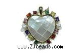 Pend218 33mm copper heart pendant pave shell zirconia gold plated
