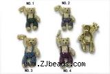 Pend232 18*32mm copper bear pendant pave zirconia gold plated