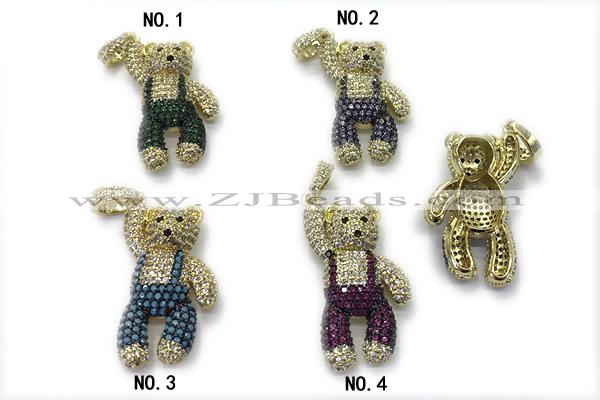 Pend232 18*32mm copper bear pendant pave zirconia gold plated