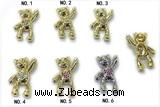 Pend235 15*25mm copper bear pendant pave zirconia gold plated