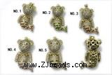 Pend237 15*28mm copper bear pendant pave zirconia gold plated