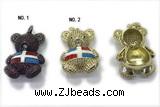 Pend240 20*27mm copper bear pendant pave zirconia gold plated