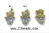 Pend242 16*21mm copper bear pendant pave zirconia gold plated
