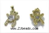 Pend244 18*18mm copper bear pendant pave zirconia gold plated