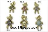 Pend249 17*25mm copper bear pendant pave zirconia gold plated