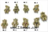 Pend250 14*18mm copper bear pendant pave zirconia gold plated