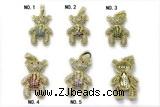 Pend251 18*25mm copper bear pendant pave zirconia gold plated