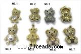 Pend252 20*25mm copper bear pendant pave zirconia gold plated