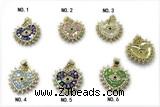 Pend260 18mm copper pendant pave abalone shell zirconia gold plated