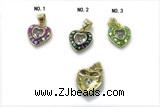 Pend263 11mm copper heart pendant pave abalone shell gold plated