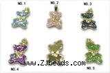 Pend268 15*18mm copper bear pendant pave abalone shell gold plated