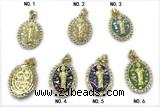 Pend269 16*20mm copper oval pendant pave abalone shell zirconia gold plated