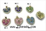 Pend271 18mm copper heart pendant pave abalone shell zirconia gold plated