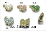 Pend280 15*17mm copper heart pendant pave abalone shell gold plated