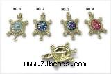 Pend282 15*20mm copper tortoise connector pave abalone shell zirconia gold plated