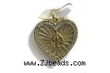 Pend31 18mm copper heart pendant gold plated