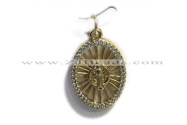 Pend32 15*20mm copper oval pendant gold plated