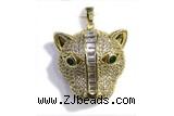 Pend34 30mm copper leopard pendant pave zirconia gold plated