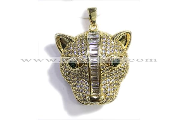 Pend34 30mm copper leopard pendant pave zirconia gold plated