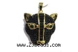Pend35 30mm copper leopard pendant pave zirconia gold plated
