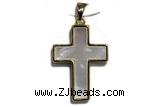 Pend39 18*25mm copper cross pendant pave shell zirconia gold plated