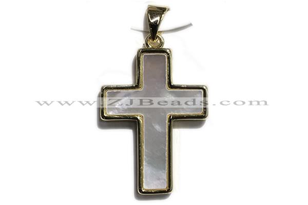 Pend39 18*25mm copper cross pendant pave shell zirconia gold plated