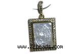 Pend41 18*22mm copper rectangle pendant pave shell zirconia gold plated