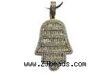 Pend46 18mm copper pendant pave zirconia gold plated