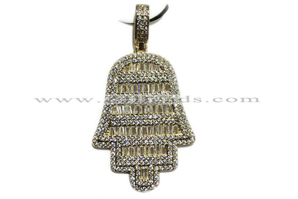 Pend46 18mm copper pendant pave zirconia gold plated