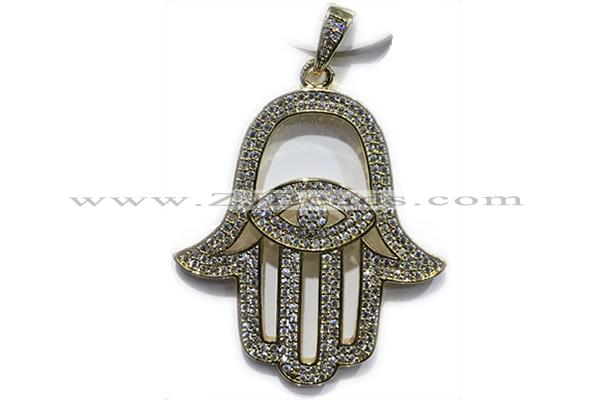 Pend51 35*40mm copper pendant pave zirconia gold plated