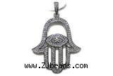 Pend52 35*40mm copper pendant pave zirconia silver plated