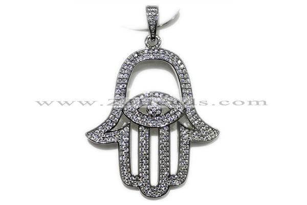 Pend52 35*40mm copper pendant pave zirconia silver plated