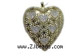 Pend53 45mm copper heart pendant pave zirconia gold plated