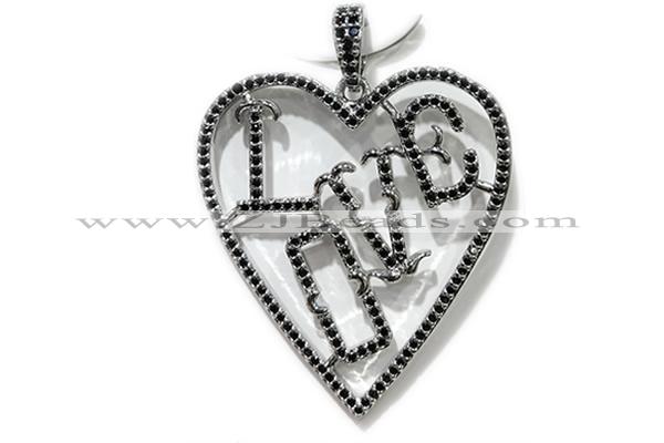 Pend57 35*40mm copper heart pendant silver plated